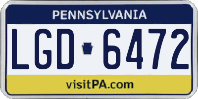 PA license plate LGD6472