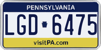 PA license plate LGD6475