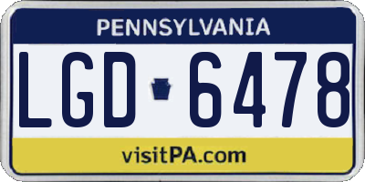PA license plate LGD6478