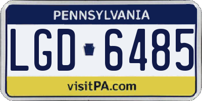 PA license plate LGD6485