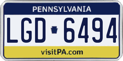 PA license plate LGD6494