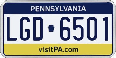 PA license plate LGD6501