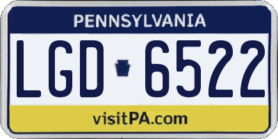 PA license plate LGD6522