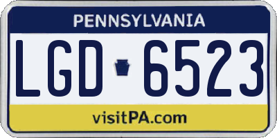 PA license plate LGD6523