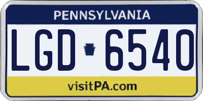 PA license plate LGD6540