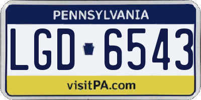 PA license plate LGD6543