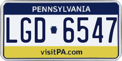 PA license plate LGD6547