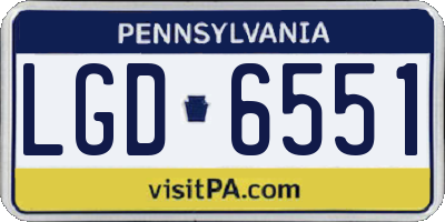 PA license plate LGD6551