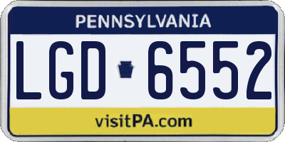 PA license plate LGD6552