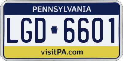 PA license plate LGD6601