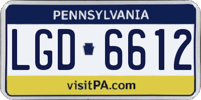 PA license plate LGD6612