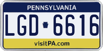 PA license plate LGD6616