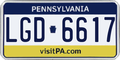 PA license plate LGD6617