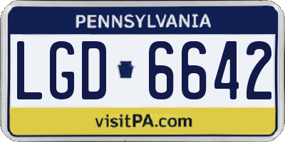 PA license plate LGD6642