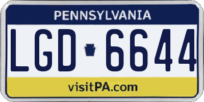 PA license plate LGD6644