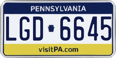 PA license plate LGD6645