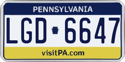 PA license plate LGD6647
