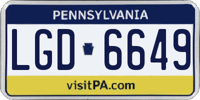 PA license plate LGD6649