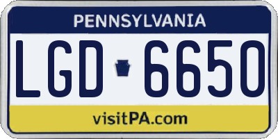 PA license plate LGD6650