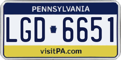 PA license plate LGD6651