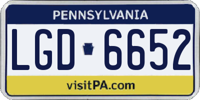 PA license plate LGD6652