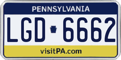 PA license plate LGD6662