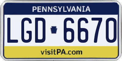 PA license plate LGD6670