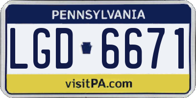 PA license plate LGD6671
