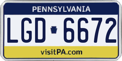 PA license plate LGD6672
