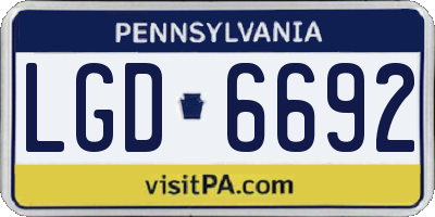 PA license plate LGD6692