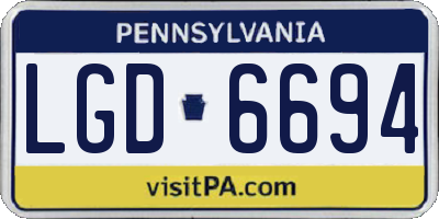 PA license plate LGD6694
