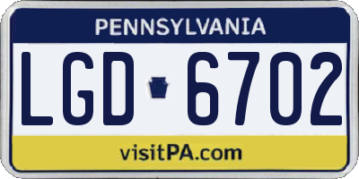 PA license plate LGD6702