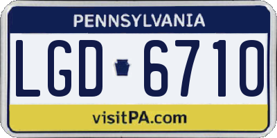 PA license plate LGD6710