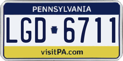 PA license plate LGD6711