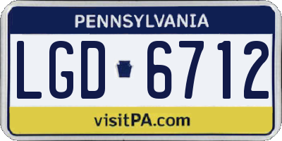 PA license plate LGD6712