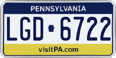 PA license plate LGD6722
