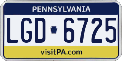 PA license plate LGD6725