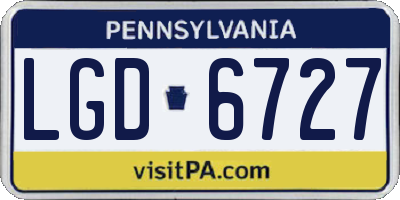 PA license plate LGD6727