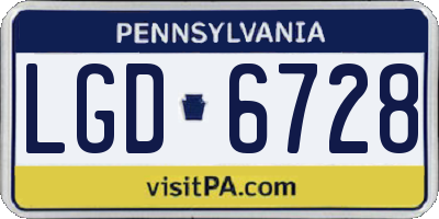 PA license plate LGD6728