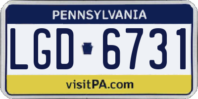 PA license plate LGD6731
