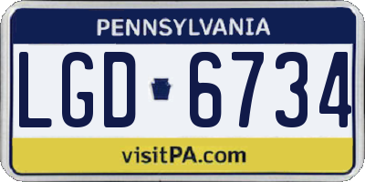 PA license plate LGD6734