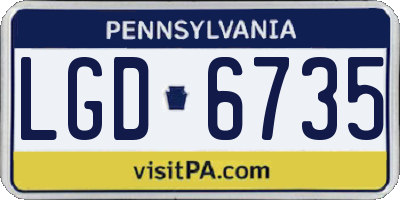 PA license plate LGD6735