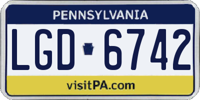 PA license plate LGD6742