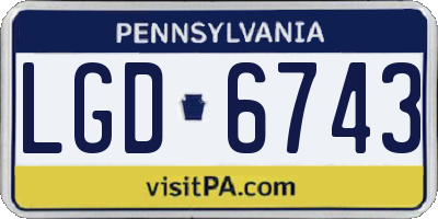 PA license plate LGD6743