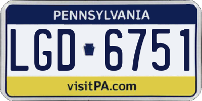 PA license plate LGD6751