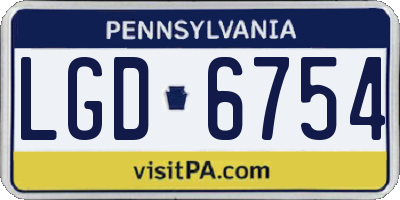 PA license plate LGD6754