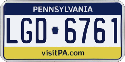 PA license plate LGD6761