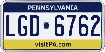PA license plate LGD6762