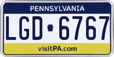 PA license plate LGD6767