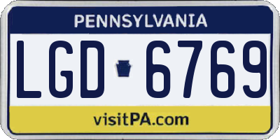 PA license plate LGD6769